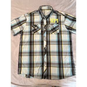 Disney Parks WDW Original Classic Mickey 71 Plaid SS Button Up Shirt Mens Sz  L